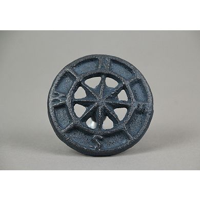 Set of 12 Dark Blue Cast Iron Cabinet Hardware Knobs Compass Rose Drawer Pulls