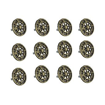 Set of 12 Bronze Cast Iron Cabinet Hardware Knob Compass Rose Drawer Pull Handle