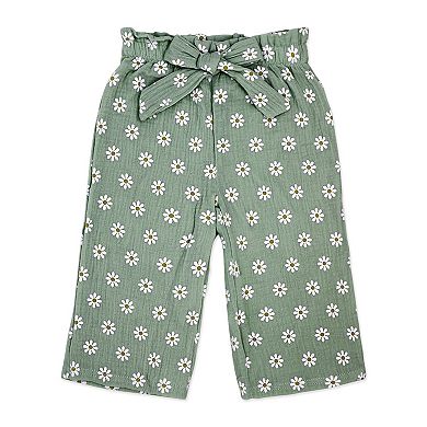 Baby Girls 3 Piece Breezy Daisy Bodysuit, Pants and Headband Set, Green