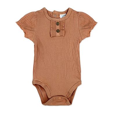 Baby Girls 3 Piece Breezy Daisy Bodysuit, Pants and Headband Set, Peach