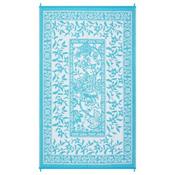 Modern Floral Outdoor Area Rug UV Resistant Stain Resistant Waterproof Mat for Patio Garden Picnic