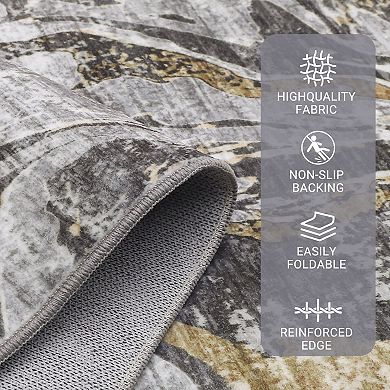 Abstract Flow Area Rug Non Slip Vacuum Clean Ultra Thin Stain Resistant Carpet for Living Room