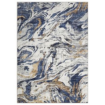Abstract Flow Area Rug Non Slip Vacuum Clean Ultra Thin Stain Resistant Carpet for Living Room