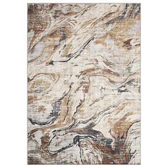 Abstract Flow Area Rug Non Slip Vacuum Clean Ultra Thin Stain Resistant Carpet for Living Room