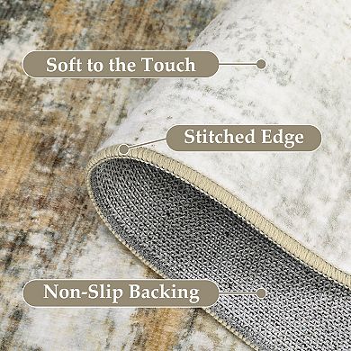 Abstract Area Rug Non Slip Foldable Low Pile Ultra Thin Pet Friendly Floor Cover for Bedroom