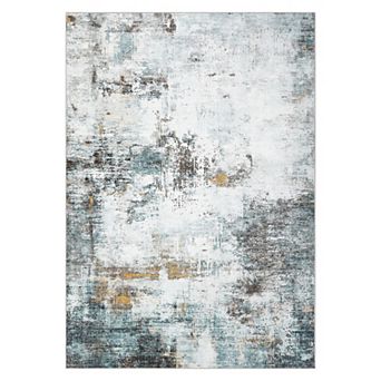 Abstract Area Rug Non Slip Foldable Low Pile Ultra Thin Pet Friendly Floor Cover for Bedroom