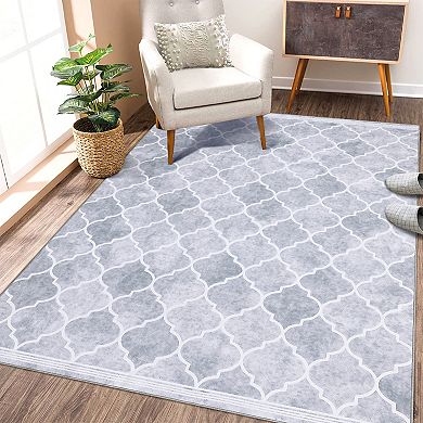 Boho Geometric Area Rug Non Slip Foldable Ultra Thin Non Shedding Floor Cover for Bedroom Playroom
