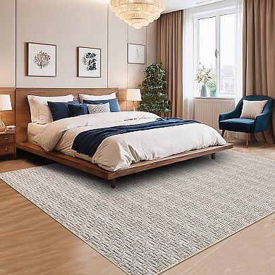 Contemporary Area Rug Machine Washable Low Pile Stain Resistant Carpet for Dining Room Bathroom