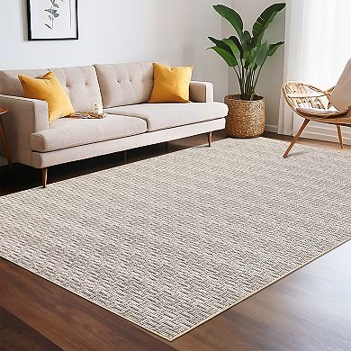 Contemporary Area Rug Machine Washable Low Pile Stain Resistant Carpet for Dining Room Bathroom