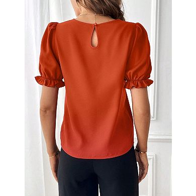 Women's Classic Pure Color Short Sleeve Blouse Soft Casual Summer Top