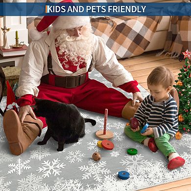 Snowflake Area Rug Machine Washable Vacuum Clean Stain Resistant Floor Cover for Kid's Room Kitchen