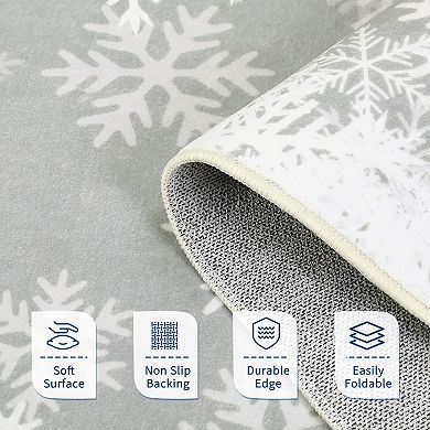 Snowflake Area Rug Machine Washable Vacuum Clean Stain Resistant Floor Cover for Kid's Room Kitchen