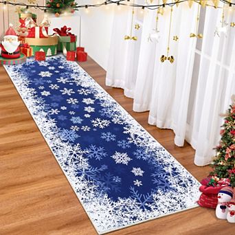 Snowflake Area Rug Machine Washable Vacuum Clean Stain Resistant Floor Cover for Kid's Room Kitchen