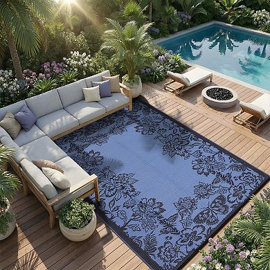 Modern Butterfly Outdoor Area Rug Waterproof Breathable UV Resistant Carpet for Beach Vacation