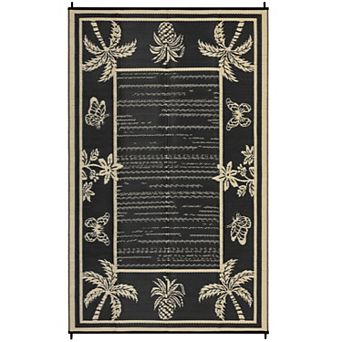 Modern Outdoor Area Rug Reversible Light Weight Stain Resistant Waterproof Mat for RV Trip Picnic