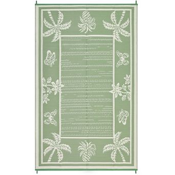 Modern Outdoor Area Rug Reversible Light Weight Stain Resistant Waterproof Mat for RV Trip Picnic