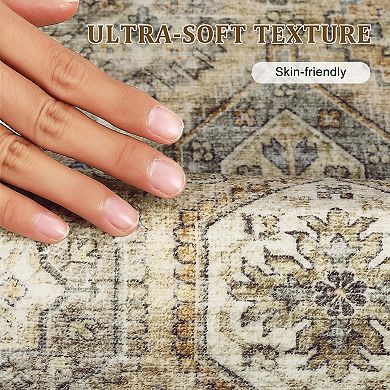 Medallion Area Rug Machine Washable Non Shedding Stain Resistant Floor Cover for Bedroom Laundry