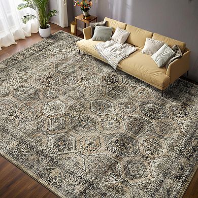 Medallion Area Rug Machine Washable Non Shedding Stain Resistant Floor Cover for Bedroom Laundry