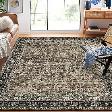 Distressed Area Rug Non Slip Foldable Ultra Thin Non Shedding Floor Cover for Bedroom Playroom