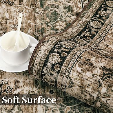 Distressed Area Rug Non Slip Foldable Ultra Thin Non Shedding Floor Cover for Bedroom Playroom
