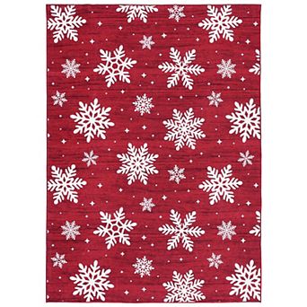 Snowflake Area Rug Machine Washable Non Slip Non Shedding Stain Resistant Carpet for Bedroom