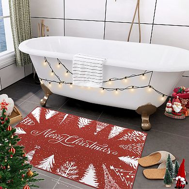 Christmas Area Rug Machine Washable Low Pile Stain Resistant Carpet for Dining Room Bathroom
