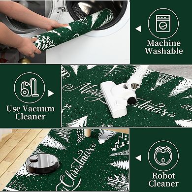 Christmas Area Rug Machine Washable Low Pile Stain Resistant Carpet for Dining Room Bathroom