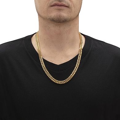 Men's 2 Piece Curb-Link Gold Ion-Plated Stainless Steel Set 30" & 9" Lengths