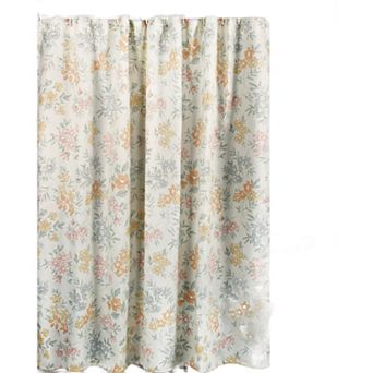 Loso Shower Curtain, 72 Inch Soft Floral Motif Design, Microfiber