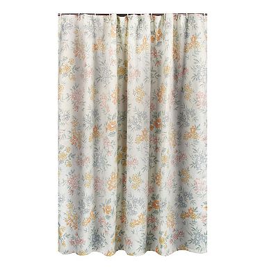 Loso Shower Curtain, 72 Inch Soft Floral Motif Design, Microfiber