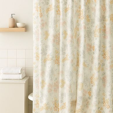 Loso Shower Curtain, 72 Inch Soft Floral Motif Design, Microfiber
