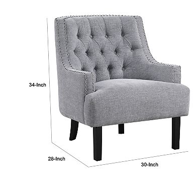 Daisie Accent Armchair, Button Tufted Chenille, Solid Wood