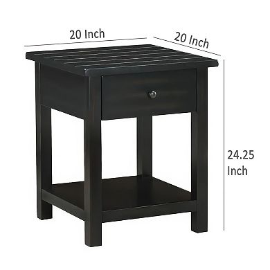 Ayne Side End Table, 1 Shelf, 1 Drawer, Wood, Square