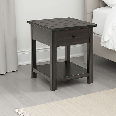Ayne Side End Table, 1 Shelf, 1 Drawer, Wood, Square