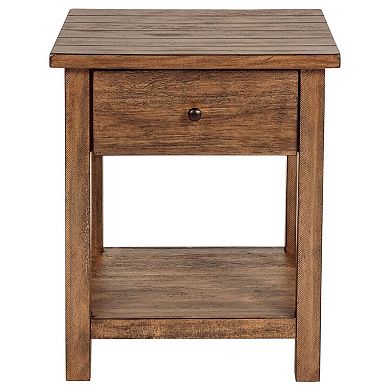 Ayne Side End Table, 1 Shelf, 1 Drawer, Wood, Square