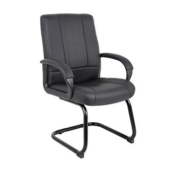 Mid Back Guest Armchair, Black Soft Vinyl, Cantilever Base