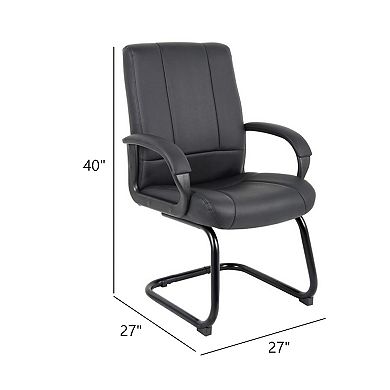 Mid Back Guest Armchair, Black Soft Vinyl, Cantilever Base