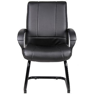 Mid Back Guest Armchair, Black Soft Vinyl, Cantilever Base