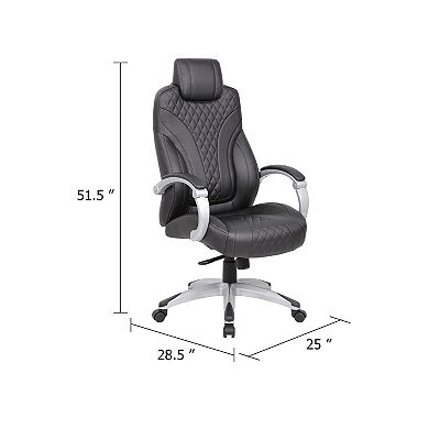 Rolling Executive Armchair, Stitched-Back Caressoftplus