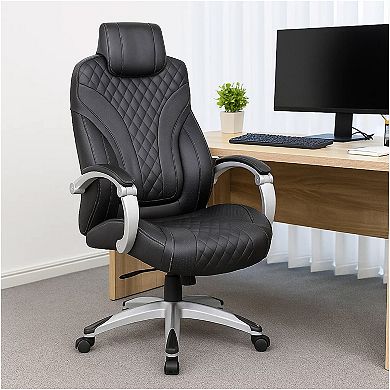 Rolling Executive Armchair, Stitched-Back Caressoftplus