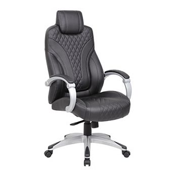 Rolling Executive Armchair, Stitched-Back Caressoftplus