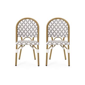 Bo Outdoor Bistro Chair Set of 2, Faux Rattan, Metal