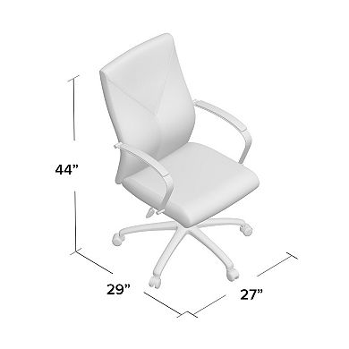 Executive Swivel Chair, High Back Faux Leather, Chrome Metal