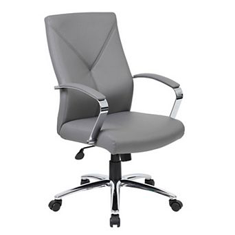 Executive Swivel Chair, High Back Faux Leather, Chrome Metal