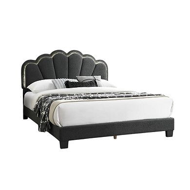 Geny Bed, Wool Upholstery and LED, Glam Arch