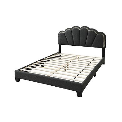 Geny Bed, Wool Upholstery and LED, Glam Arch