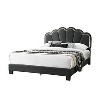 Geny Bed, Wool Upholstery and LED, Glam Arch