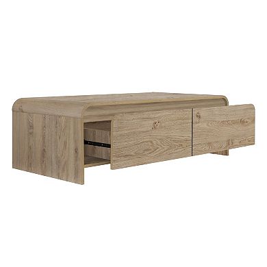 Maria Coffee Table, 2 Drawer and Waterfall Style, Wood