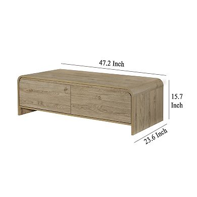 Maria Coffee Table, 2 Drawer and Waterfall Style, Wood