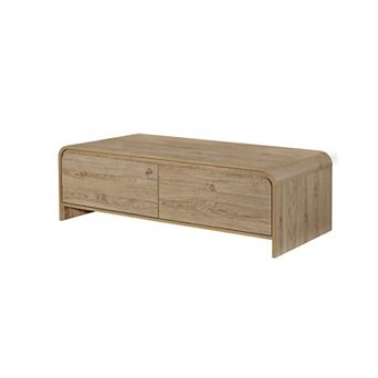 Maria Coffee Table, 2 Drawer and Waterfall Style, Wood